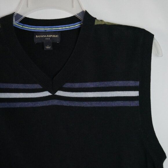 Banana Republic Mens Size S Pinstripe Sleeveless V Neck Pullover Sweater Vest - Picture 2 of 8